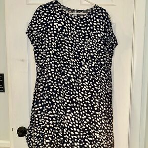 Stylish Navy Blue and White Polka Dot Dress